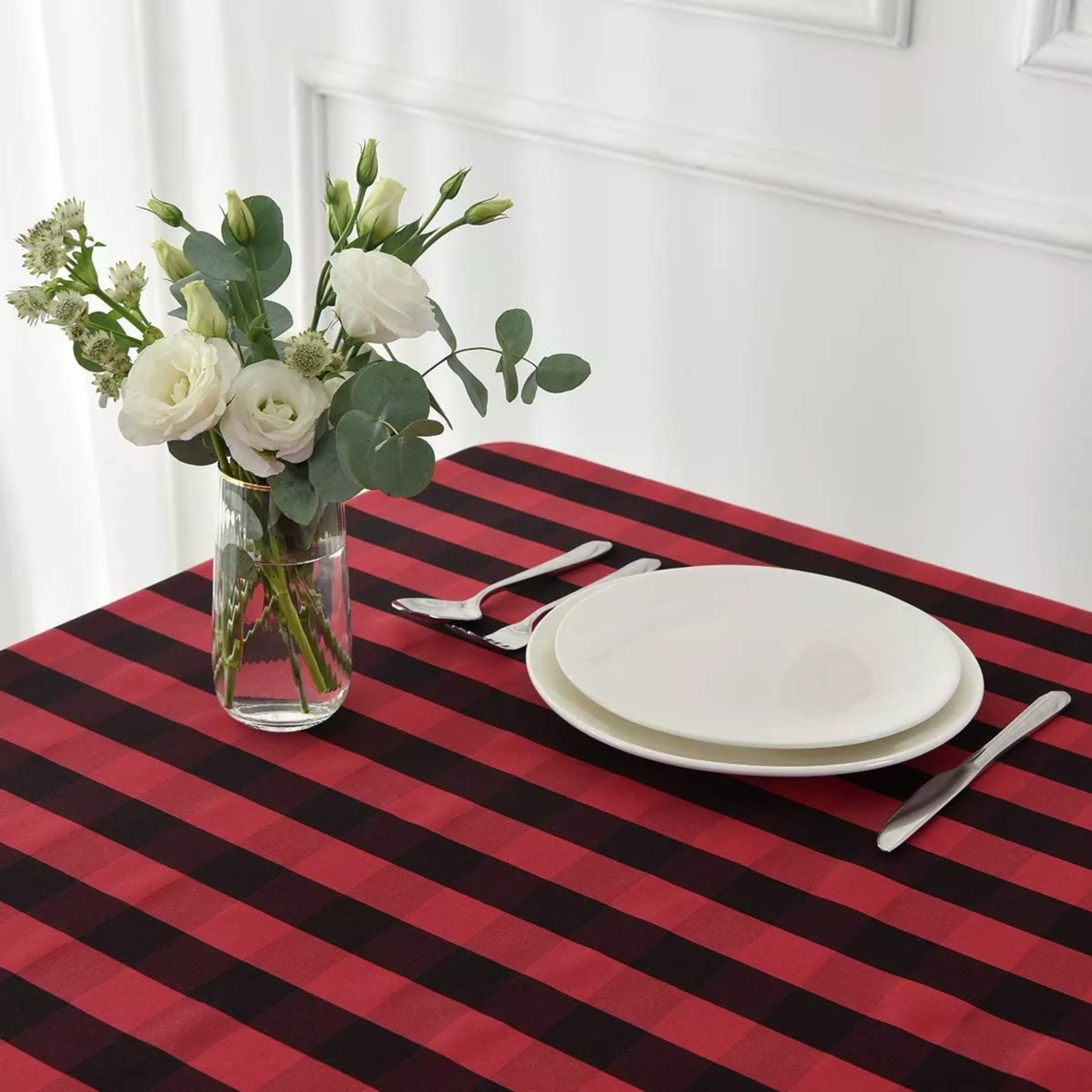 Mantel Rectangular A Cuadros En Rojo Y Negro 140x180/200cm