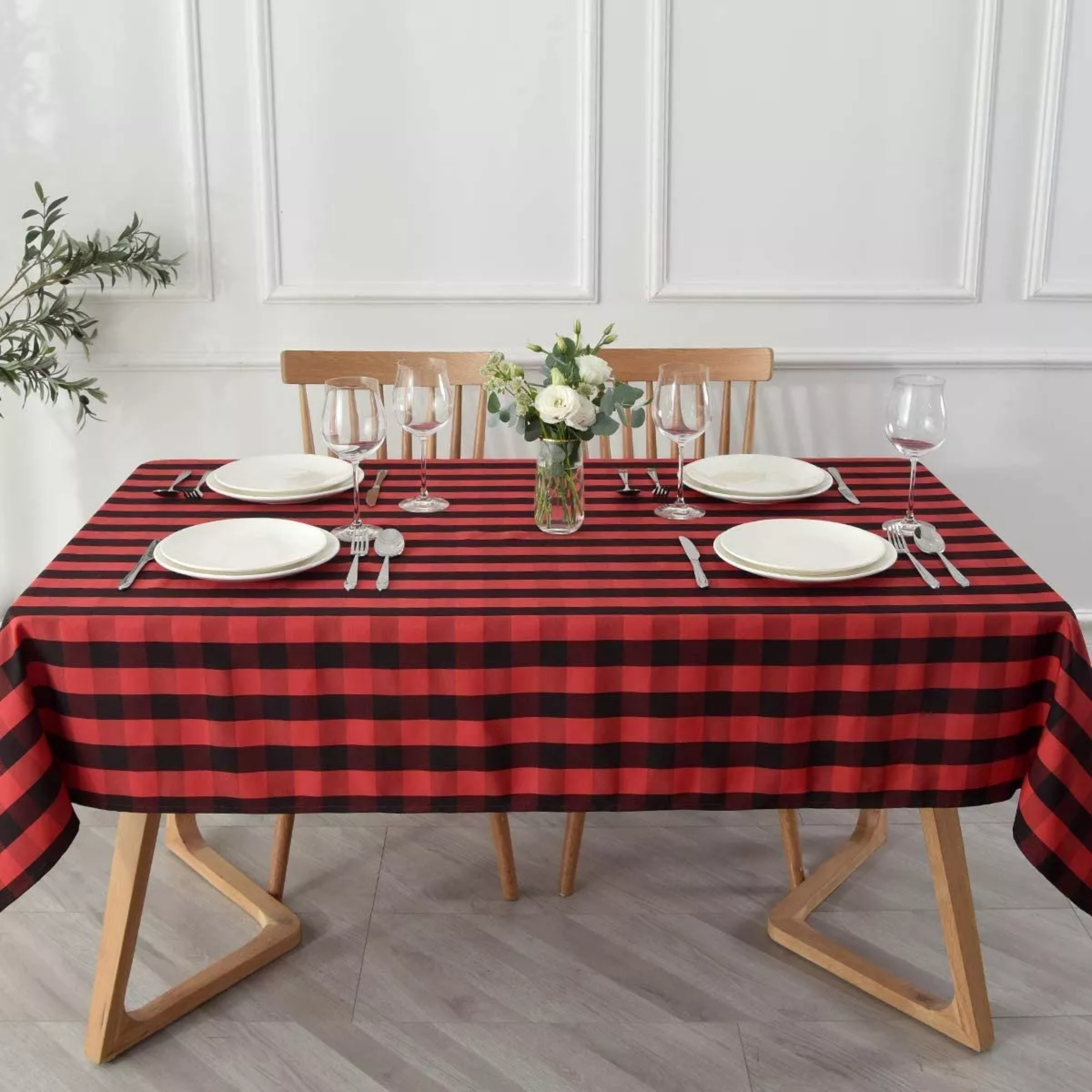 Mantel Rectangular A Cuadros En Rojo Y Negro 140x180/200cm