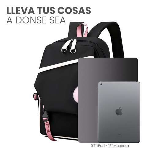 Mochila Kawaii Estilo Coreano Juvenil Moda Con Puerto Usb