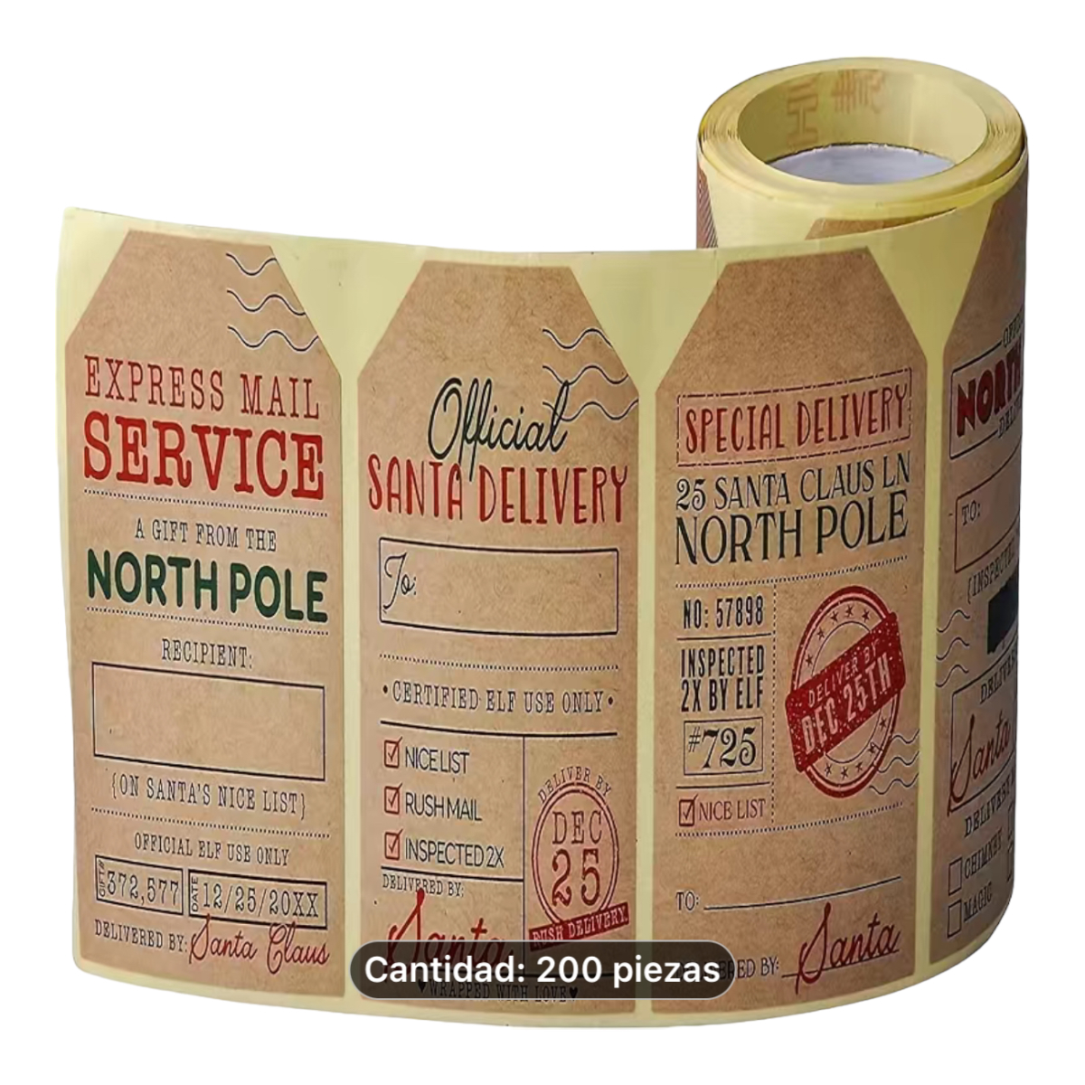 Rollo 200 Etiquetas pegatinas Para Regalos Navideña Santa sellos postales