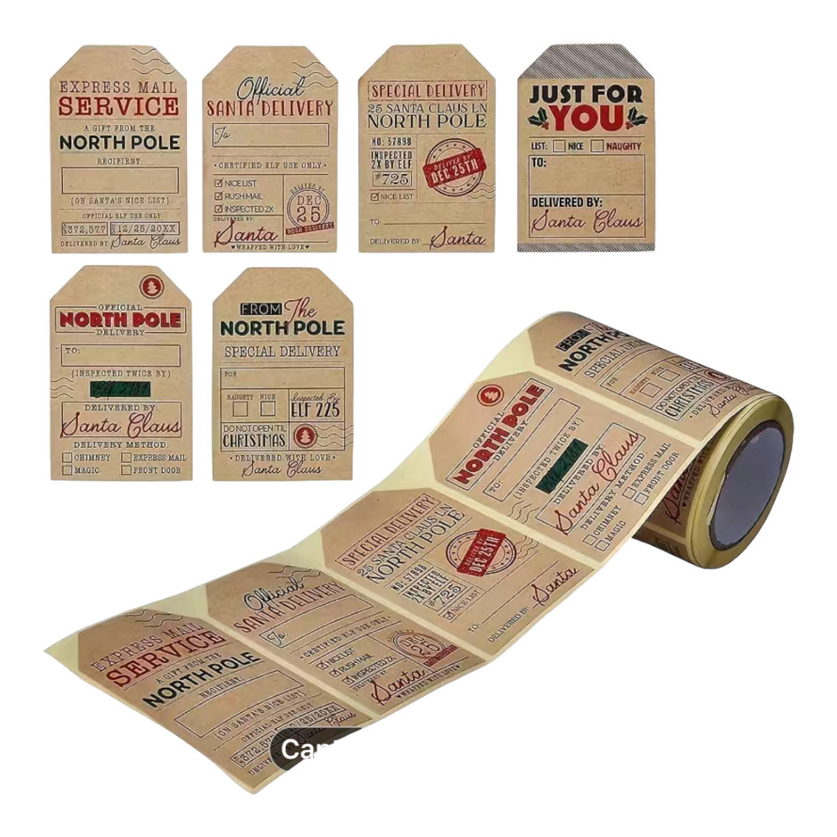 Rollo 200 Etiquetas pegatinas Para Regalos Navideña Santa sellos postales