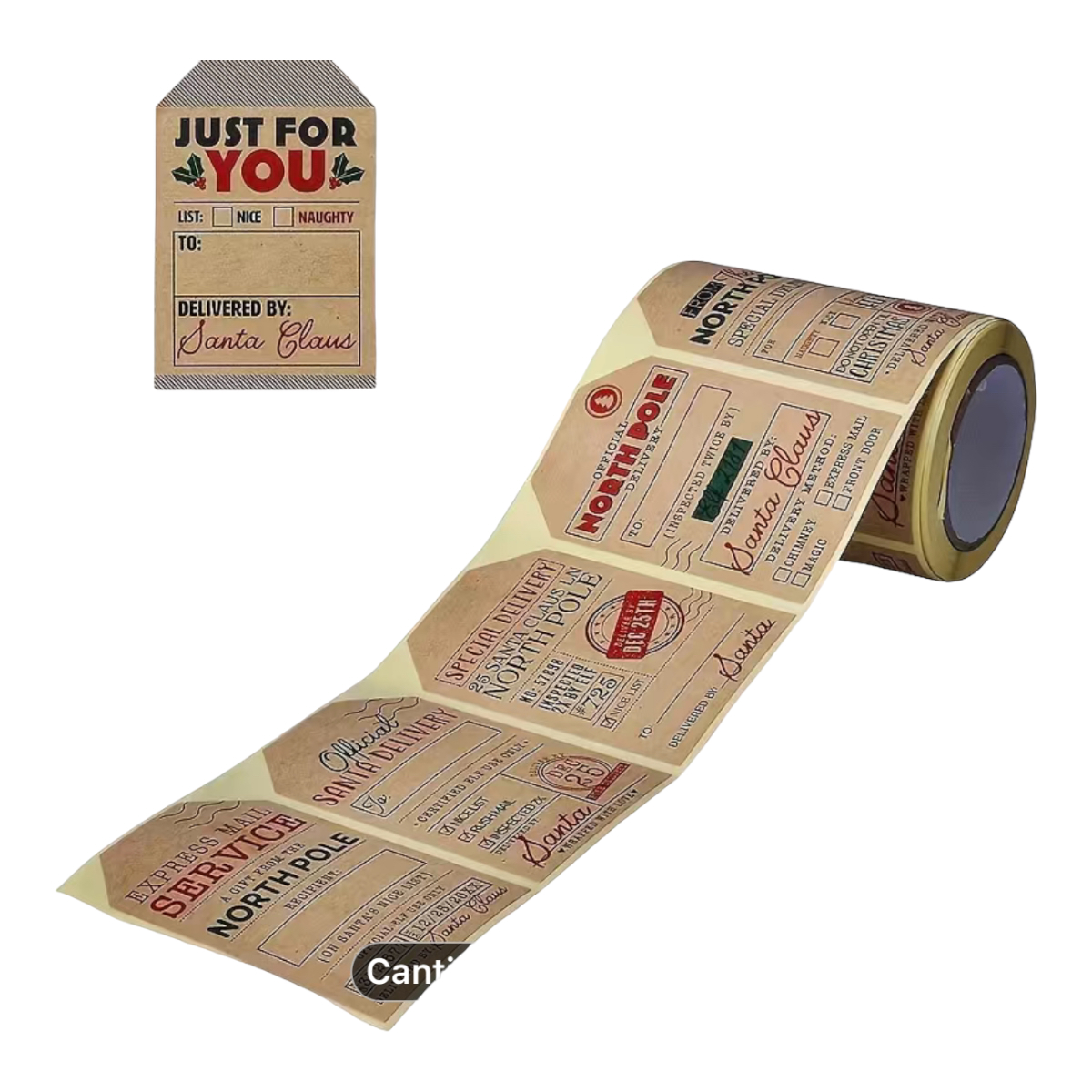 Rollo 200 Etiquetas pegatinas Para Regalos Navideña Santa sellos postales