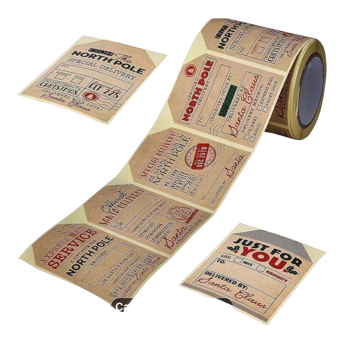 Rollo 200 Etiquetas pegatinas Para Regalos Navideña Santa sellos postales