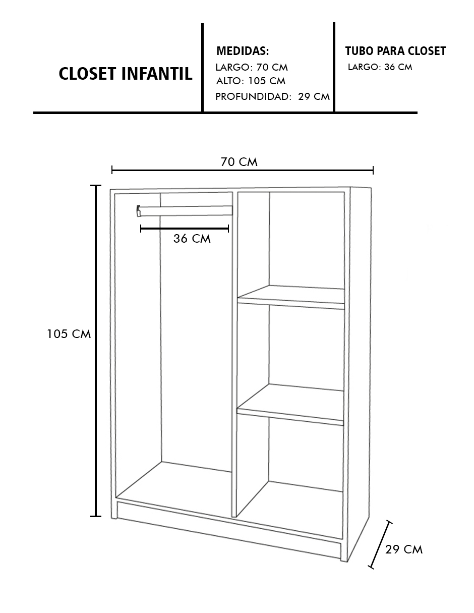Closet Ropero Para Niños Con Estantes Minimalista LIZZY