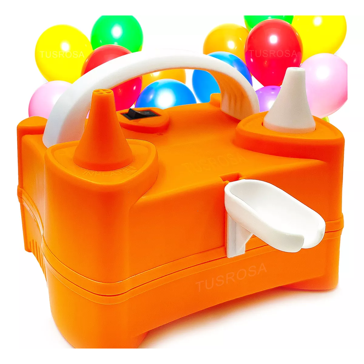 Bomba Para Inflar Globos Electrica Doble Válvula Naranja