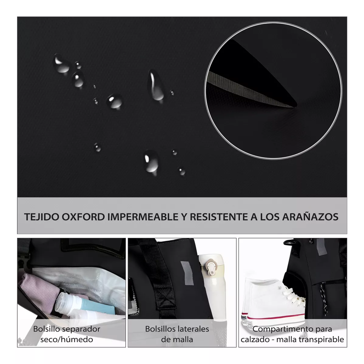 Maleta Deportiva Gym Bolsa De Viaje Para Gimnasio Fitness Negro