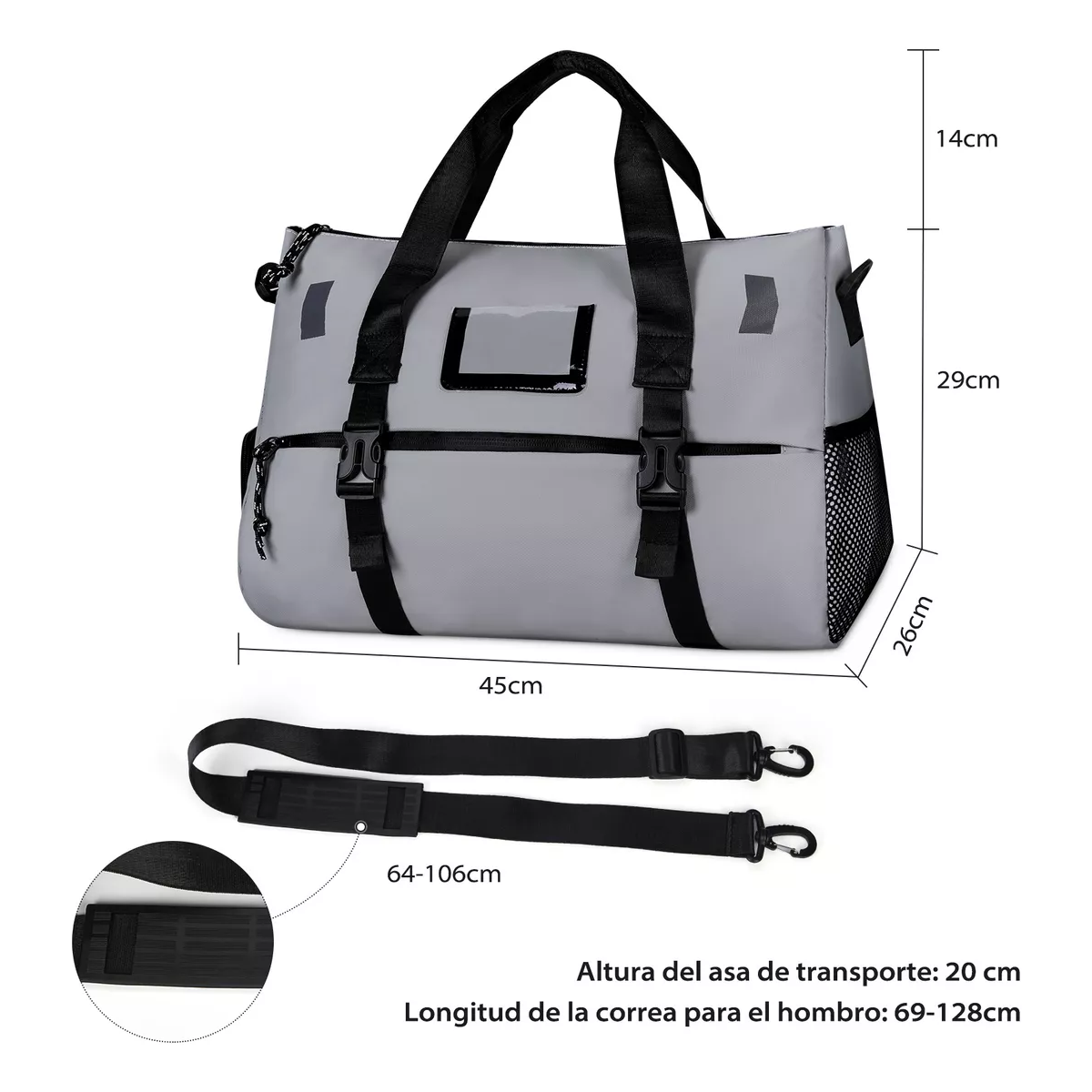 Maleta Deportiva Gym Bolsa De Viaje Para Gimnasio Fitness Gris