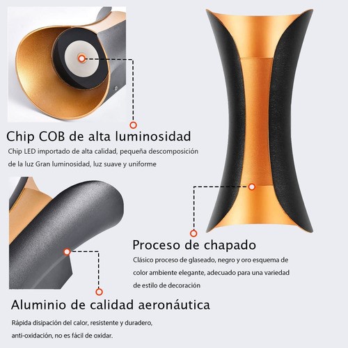 2pc Lampara Led Exterior Lampara De Pared Interior Arbotante