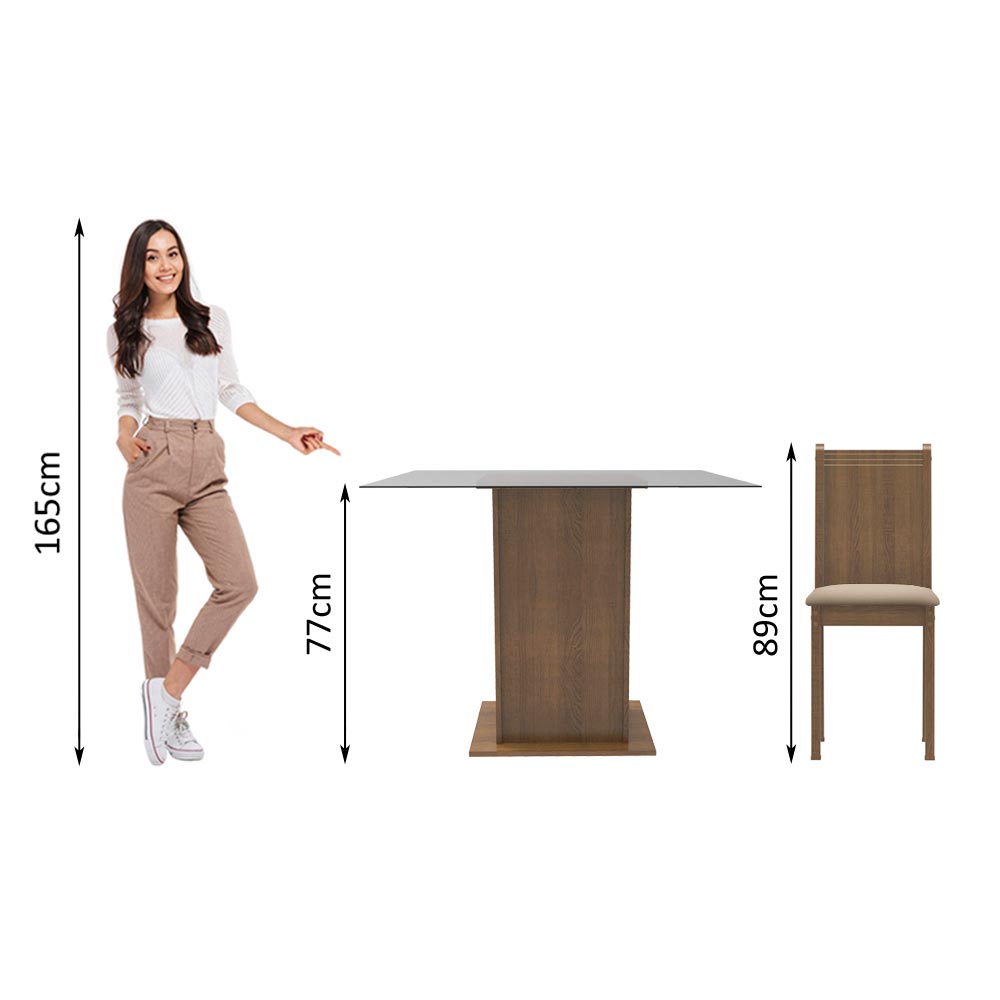Juego de Comedor con Mesa y 4 Sillas Madesa Magda MB