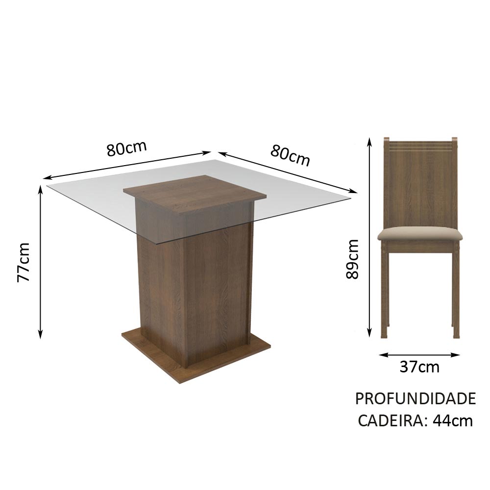 Juego de Comedor con Mesa y 4 Sillas Madesa Magda MB