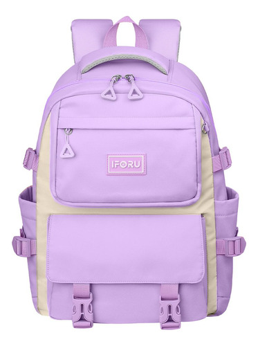 Mochila escolar Iforu Backpack-13N color violeta diseño liso 30L