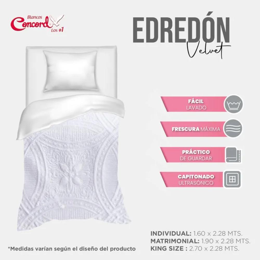 Edredon Con Funda Neo Velvet Blanco Individual Concord