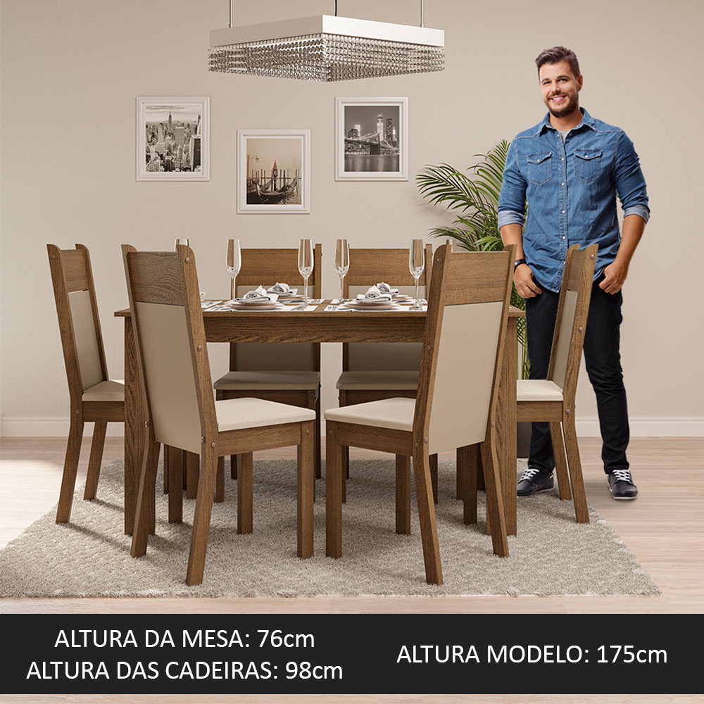 Juego de Comedor com Mesa y 6 Sillas Madesa Jaíne MC