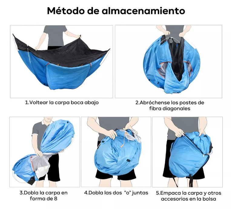 Tienda Casa Campaña 3 Personas/gran Espacio /fácil Instalar Color Azul claro T