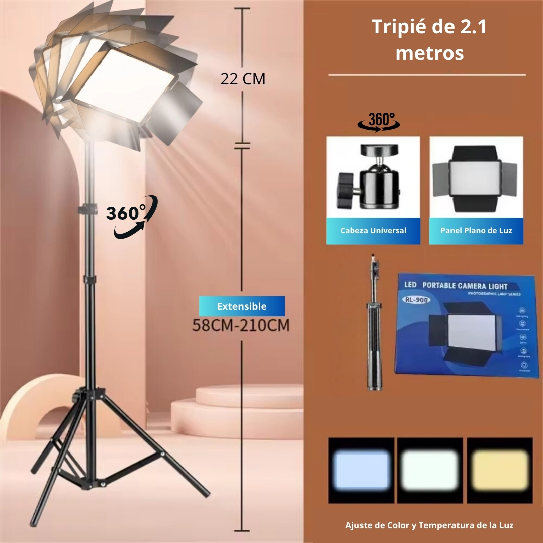 Panel De Luz Led Fotografía Iluminación Blanca Cálida Tripié