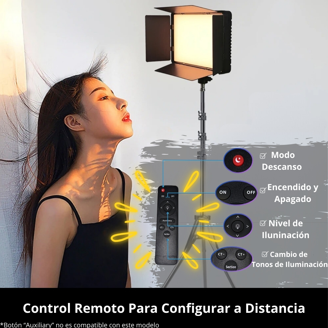Panel De Luz Led Fotografía Iluminación Blanca Cálida Tripié
