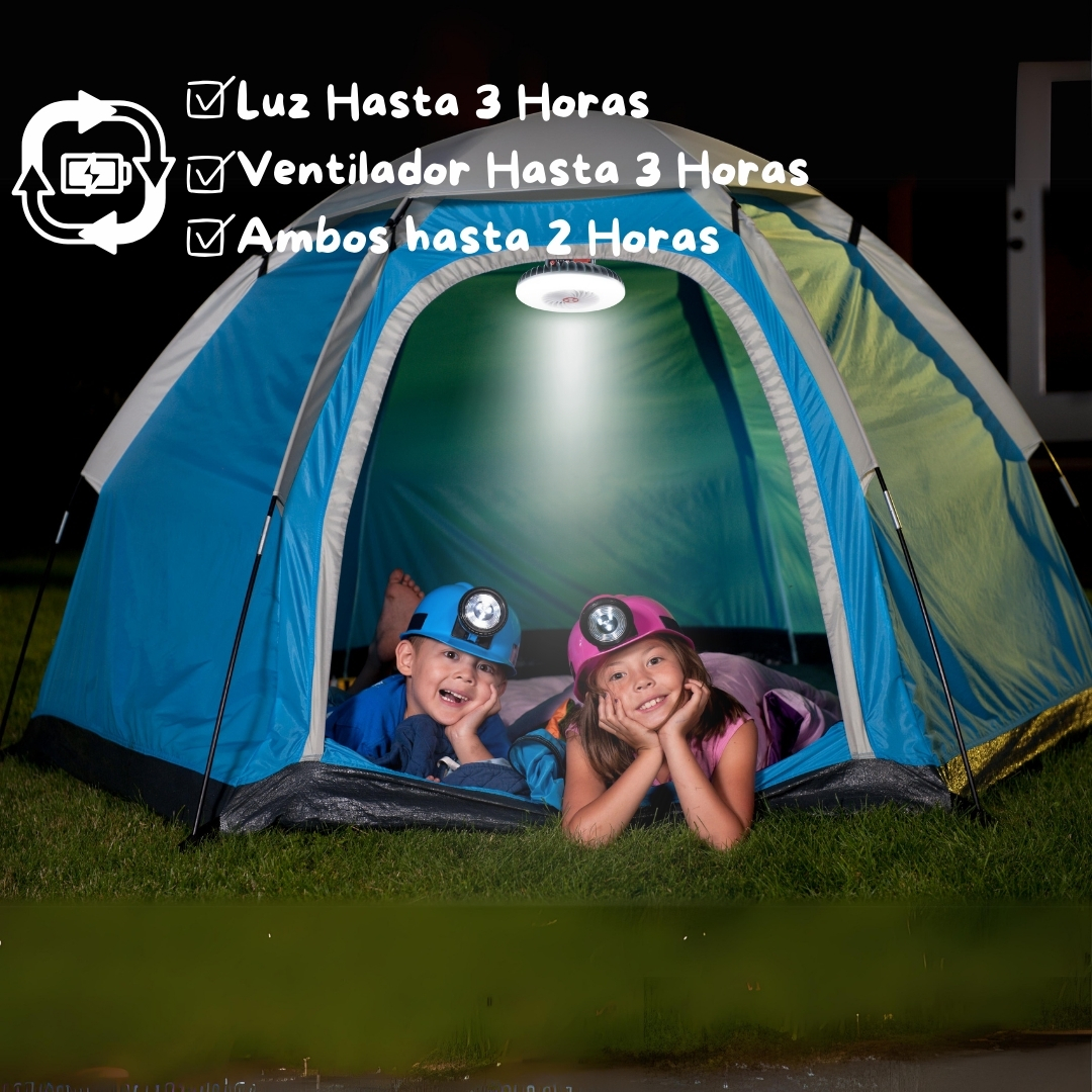 Lampara Ventilador 2 En 1 con Panel Solar Recargable para Camping y Casa