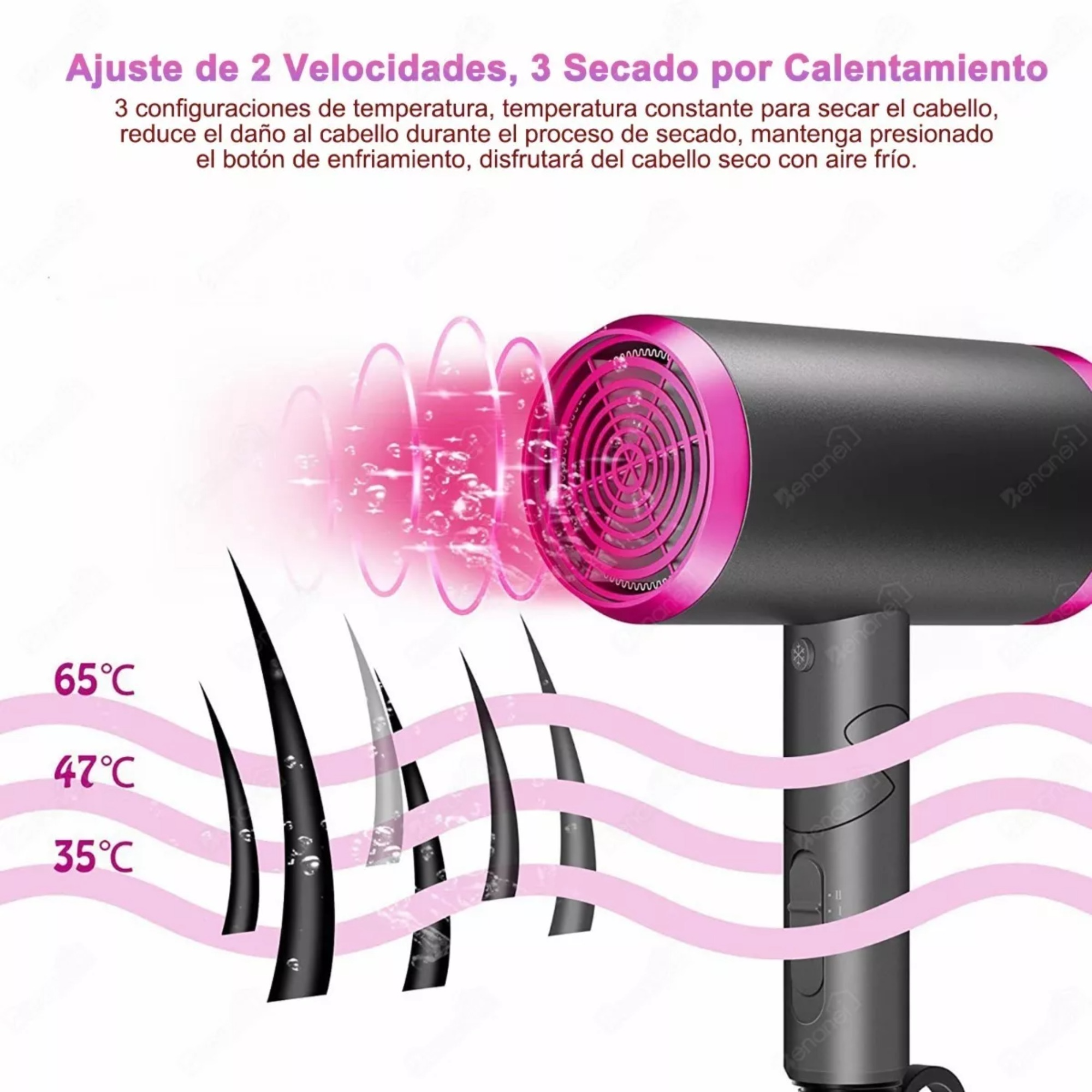 Secador De Pelo De Ion Negativo Plegable Portátil-1800 W