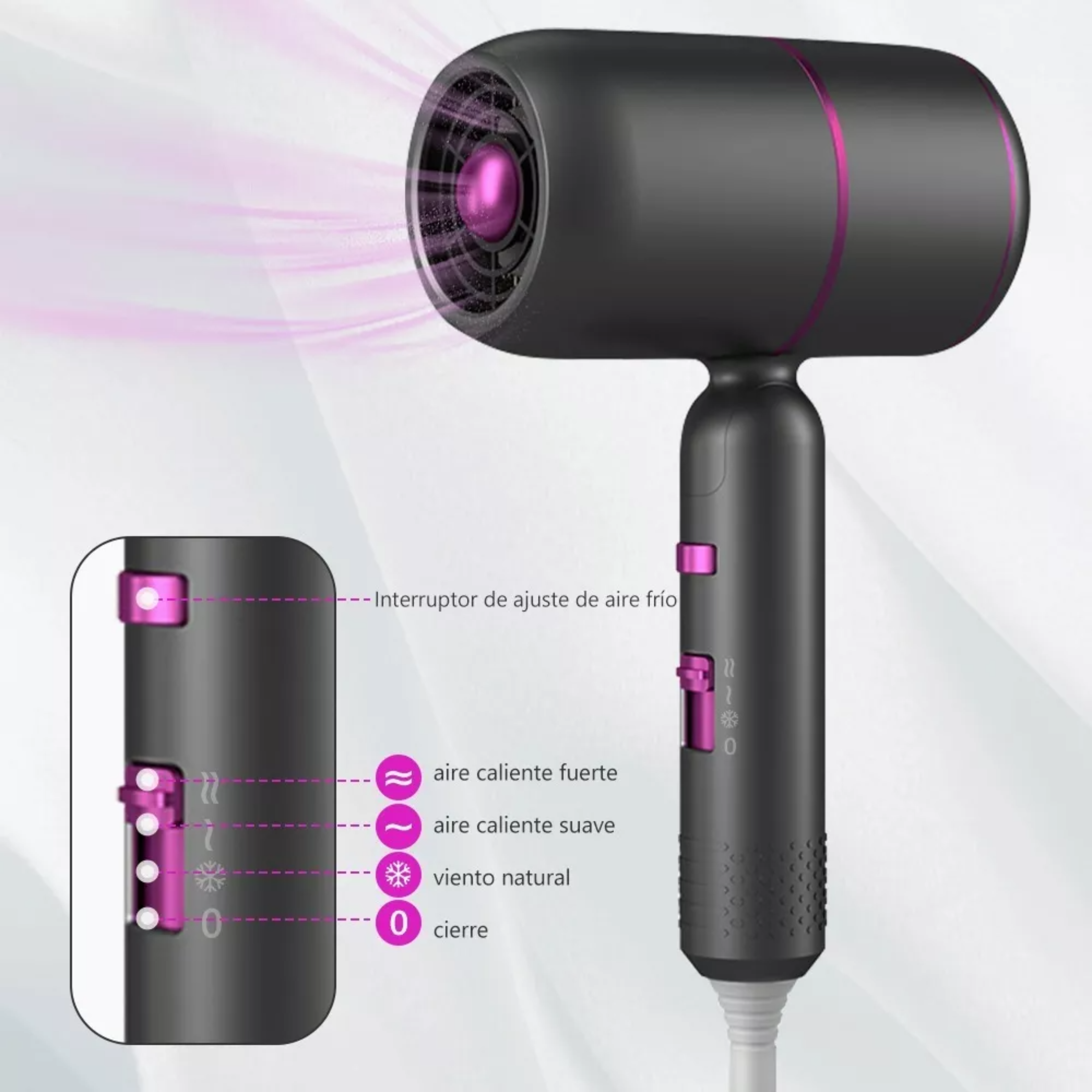 Secadora De Cabello Profesional Portátil De 2000w Y 3 Veloc