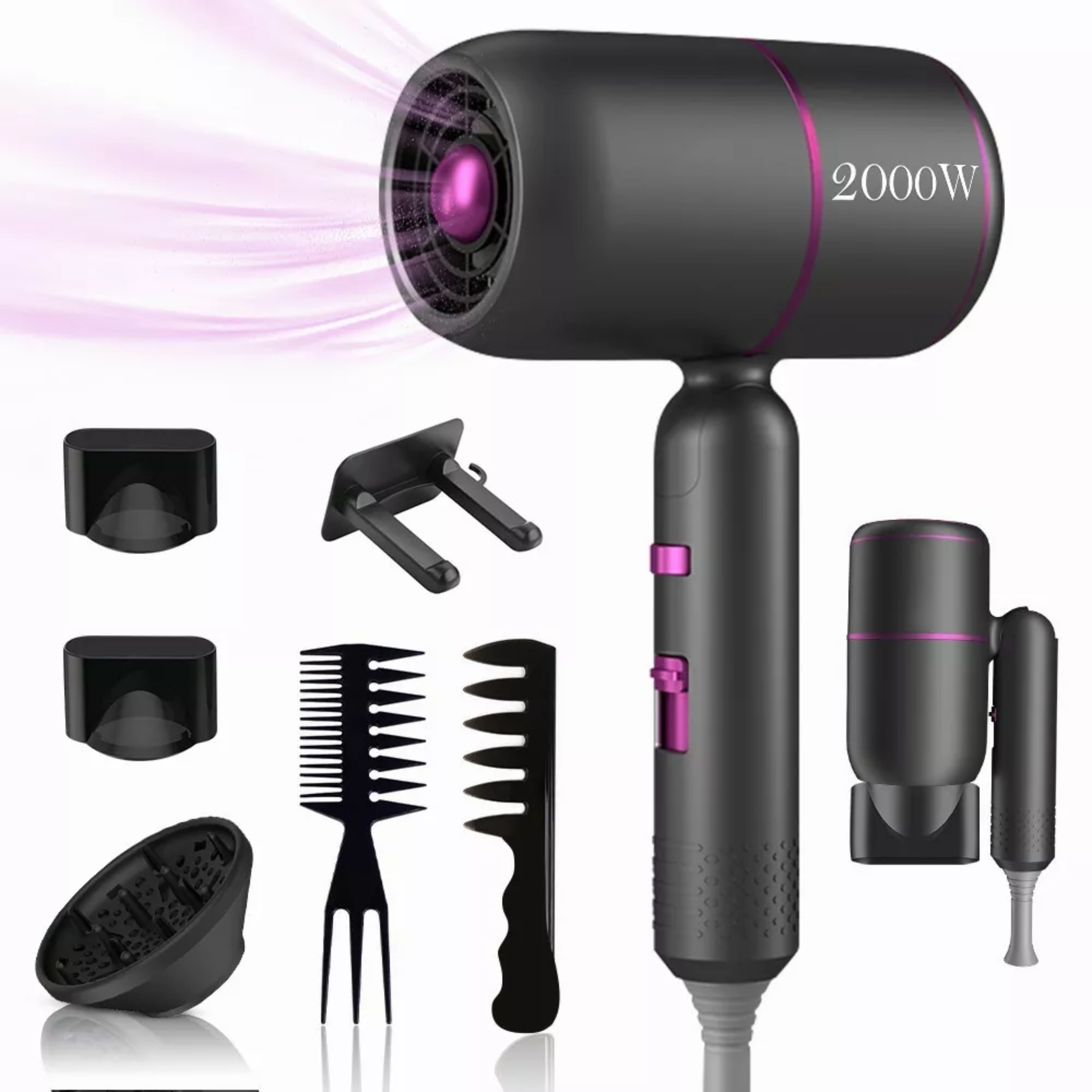 Secadora De Cabello Profesional Portátil De 2000w Y 3 Veloc