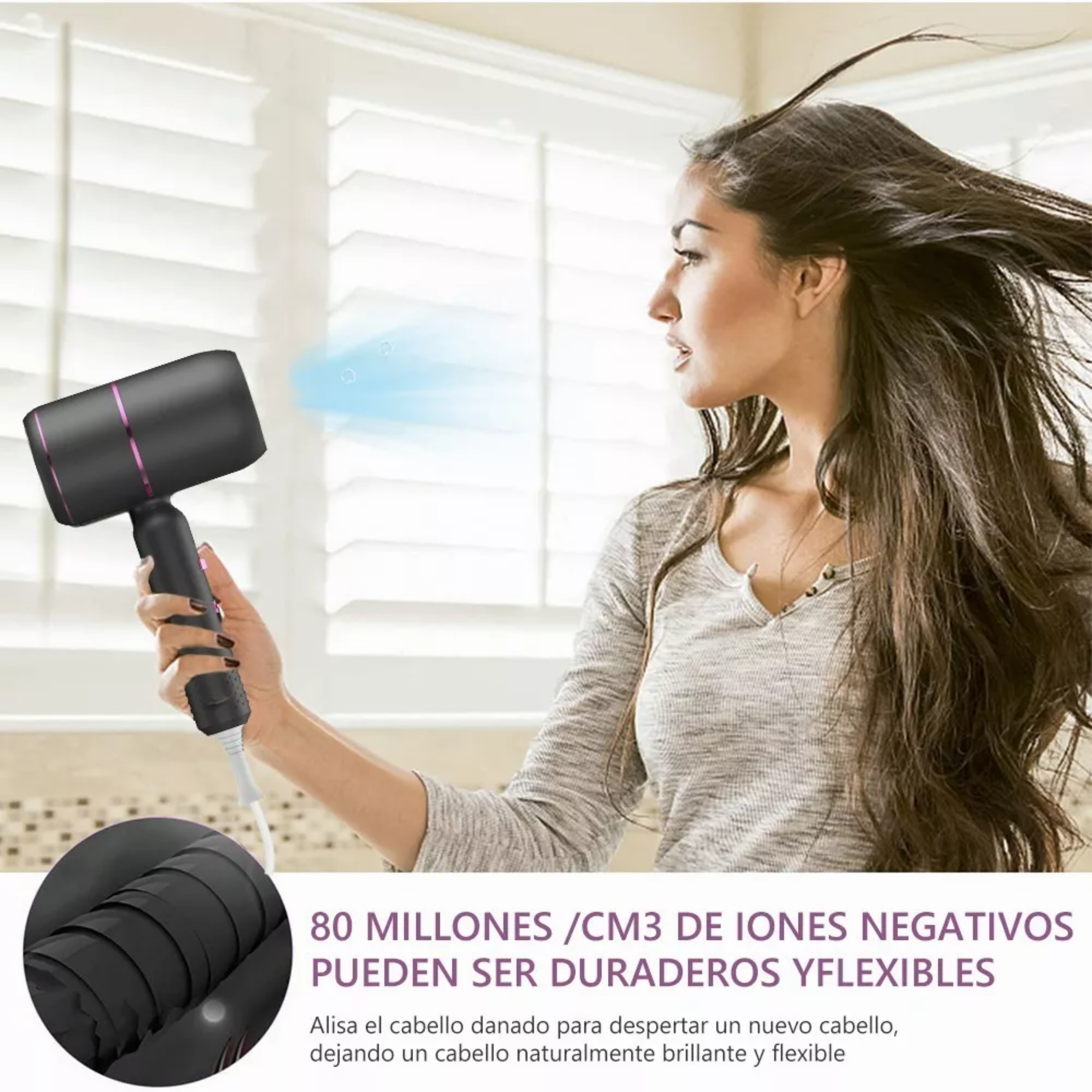 Secadora De Cabello Profesional Portátil De 2000w Y 3 Veloc