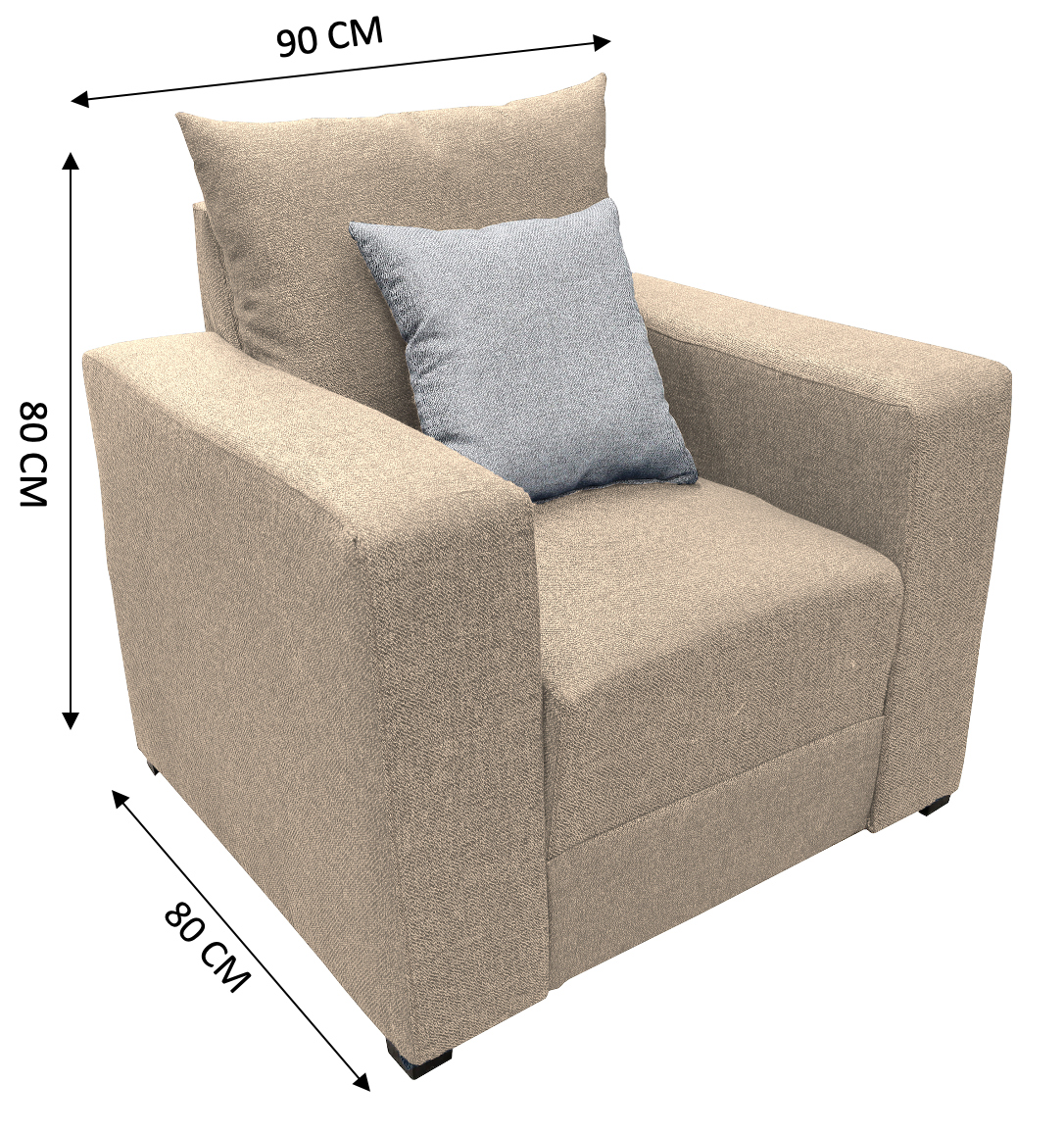 Sillon El Bazar Store Miami Lino Beige 1 plaza, Modular, Moderno, Sala