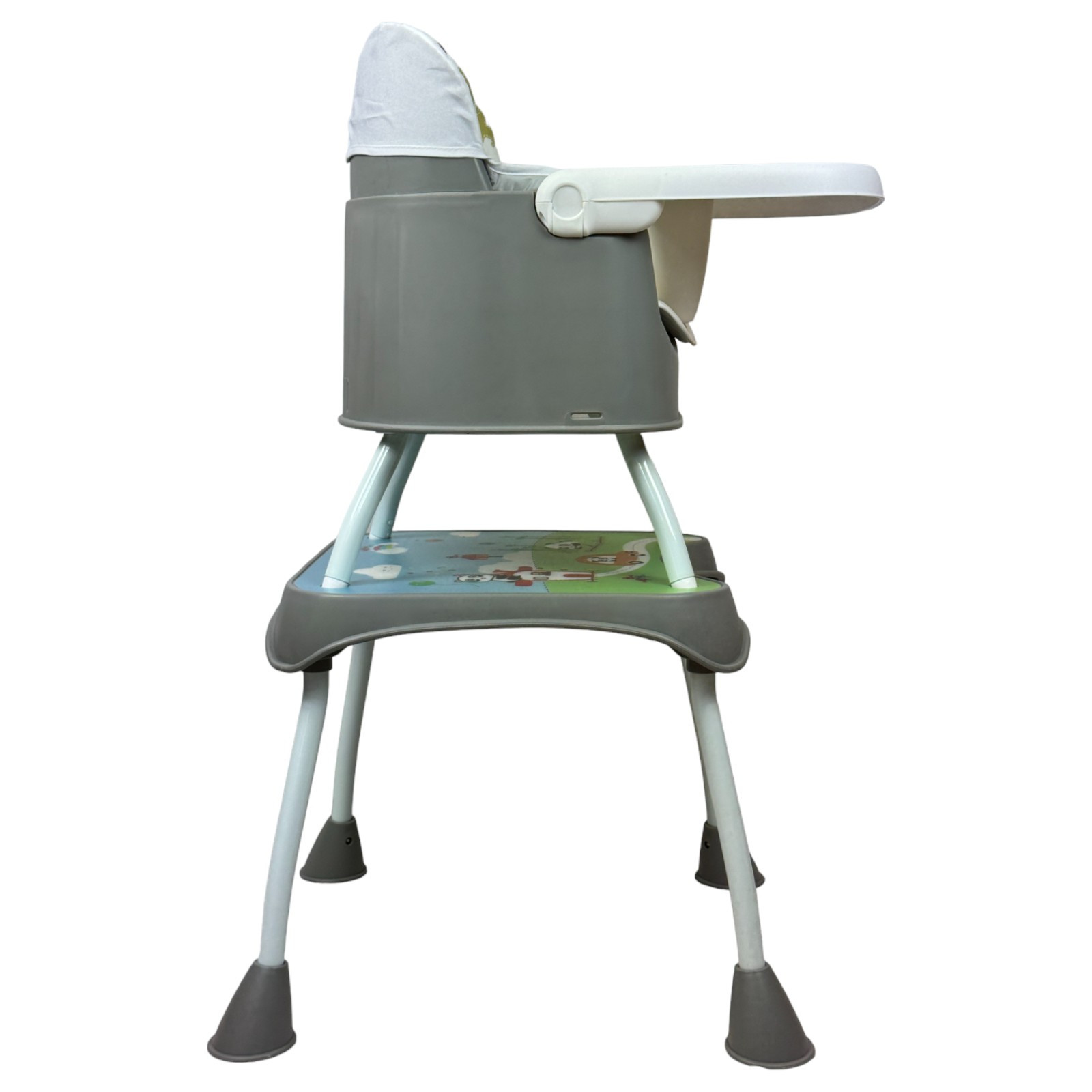 Silla Alta con Periquera para Bebe con Bandeja y Convertible  - Gris