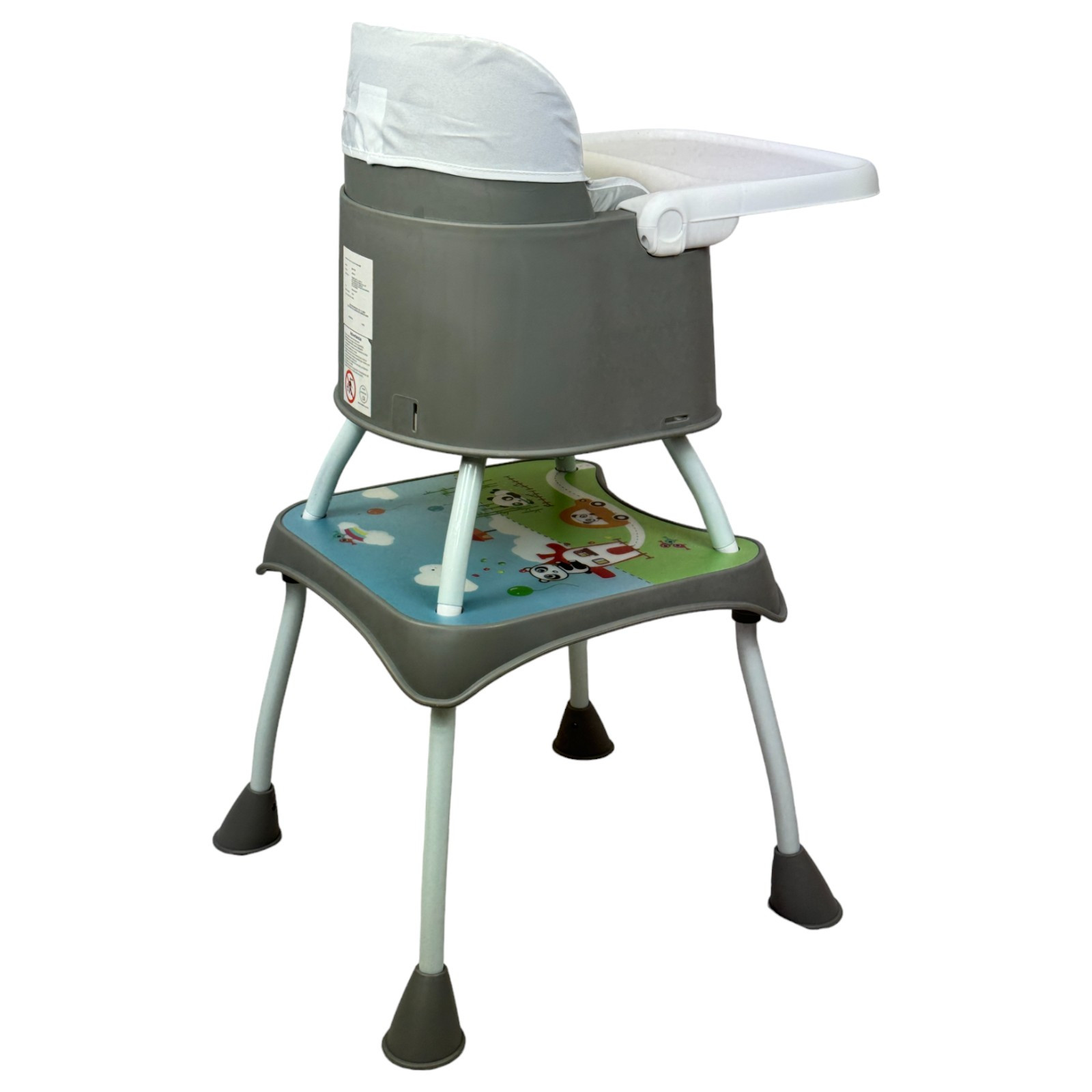 Silla Alta con Periquera para Bebe con Bandeja y Convertible  - Gris