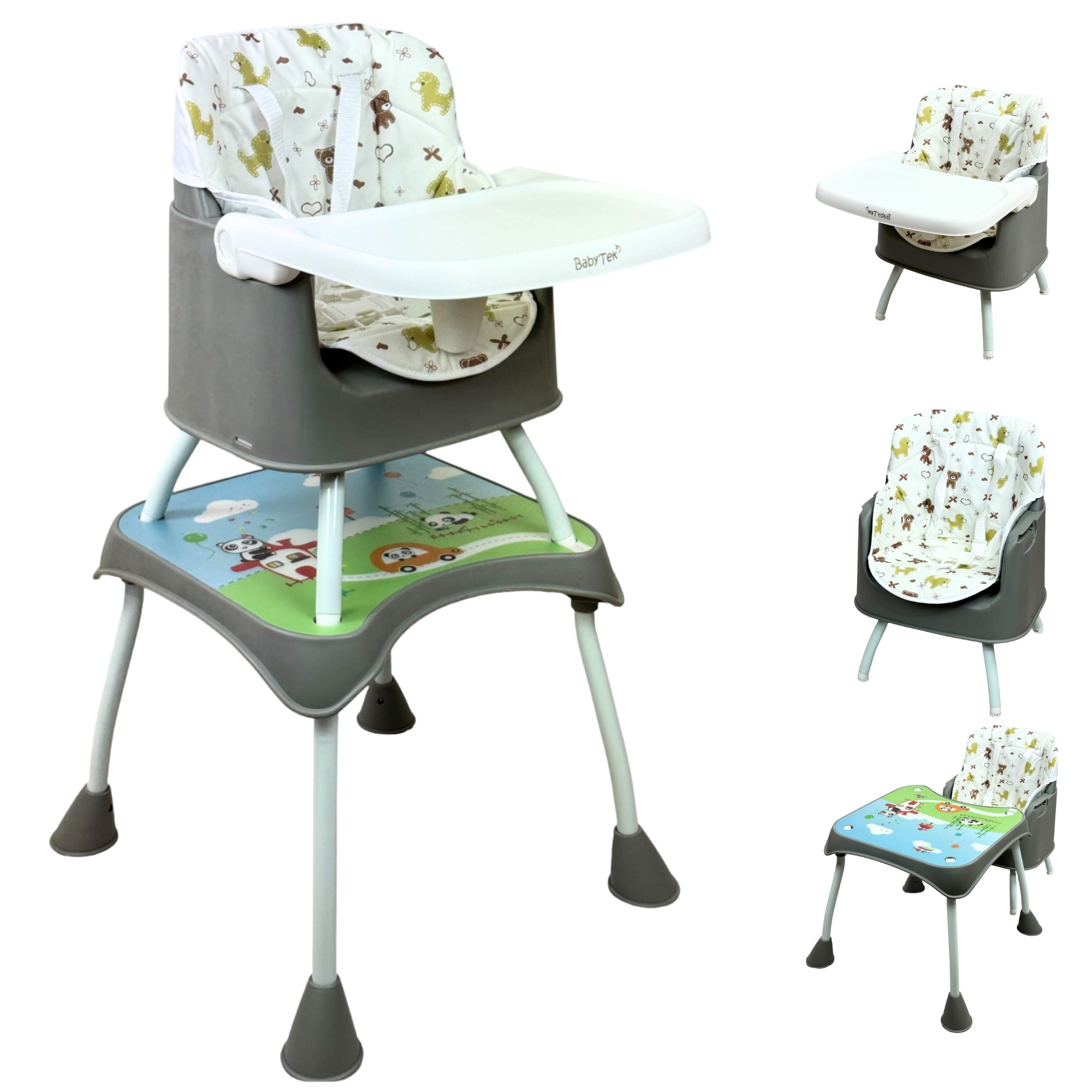 Silla Alta con Periquera para Bebe con Bandeja y Convertible  - Gris
