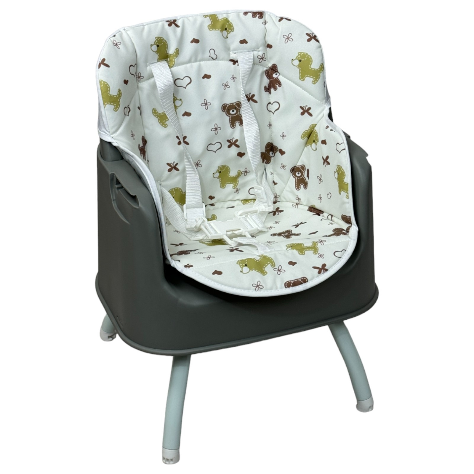 Silla Alta con Periquera para Bebe con Bandeja y Convertible  - Gris
