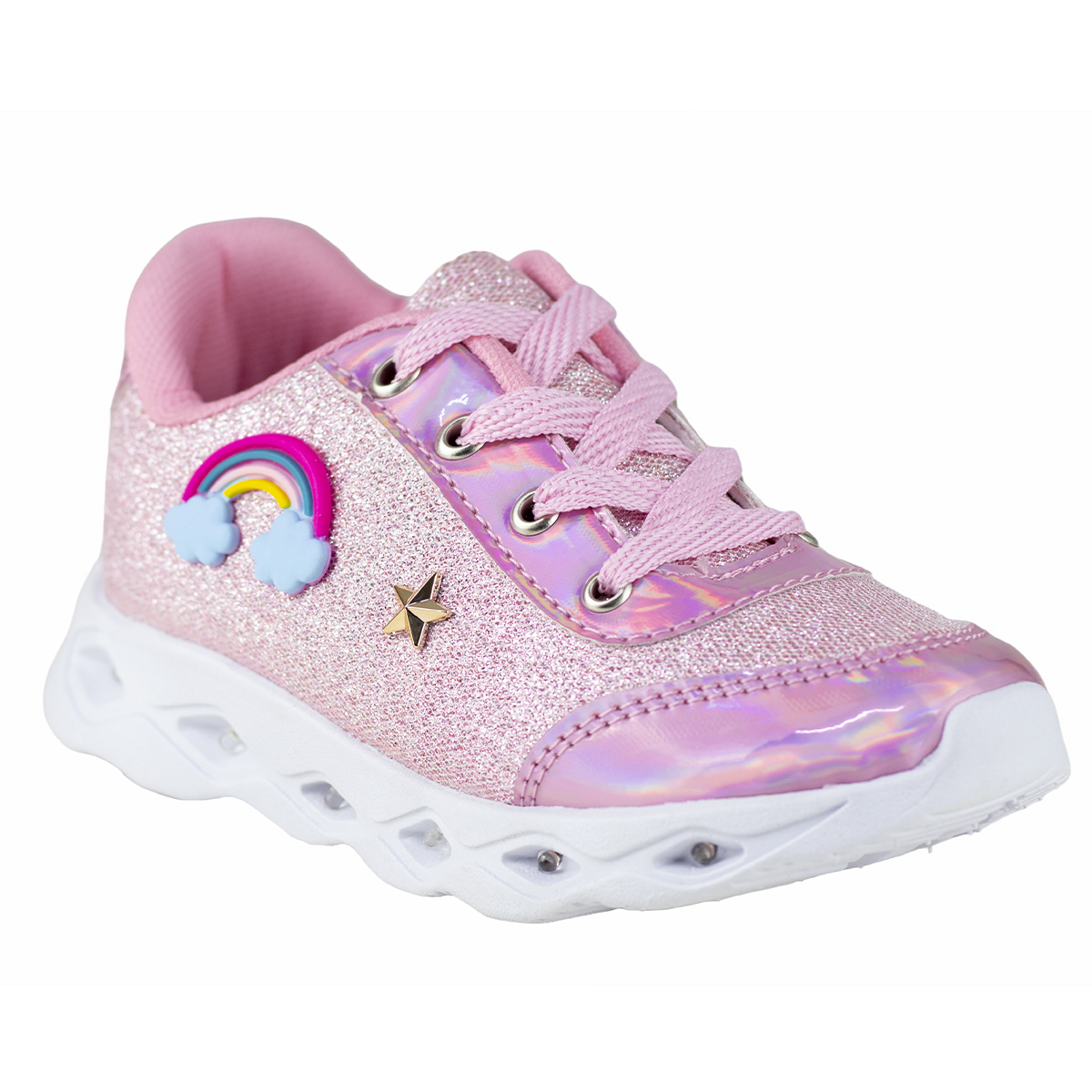 Tenis Con Luces Para Niña Arcoiris Kids Shoes 113 Rosa Urbano