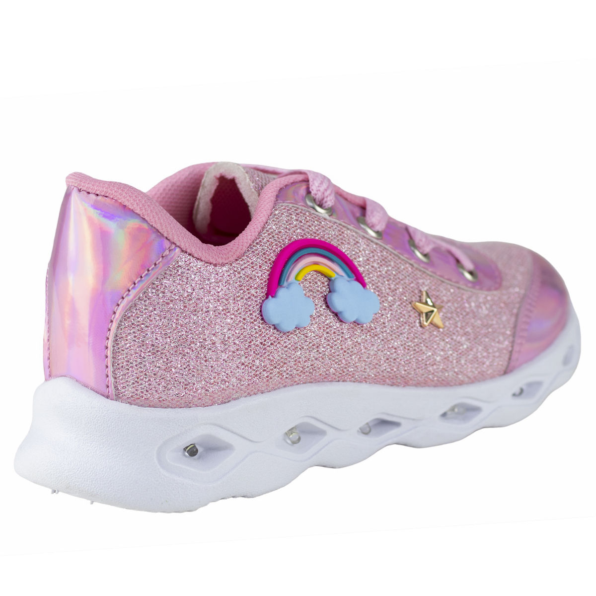 Tenis Con Luces Para Niña Arcoiris Kids Shoes 113 Rosa Urbano