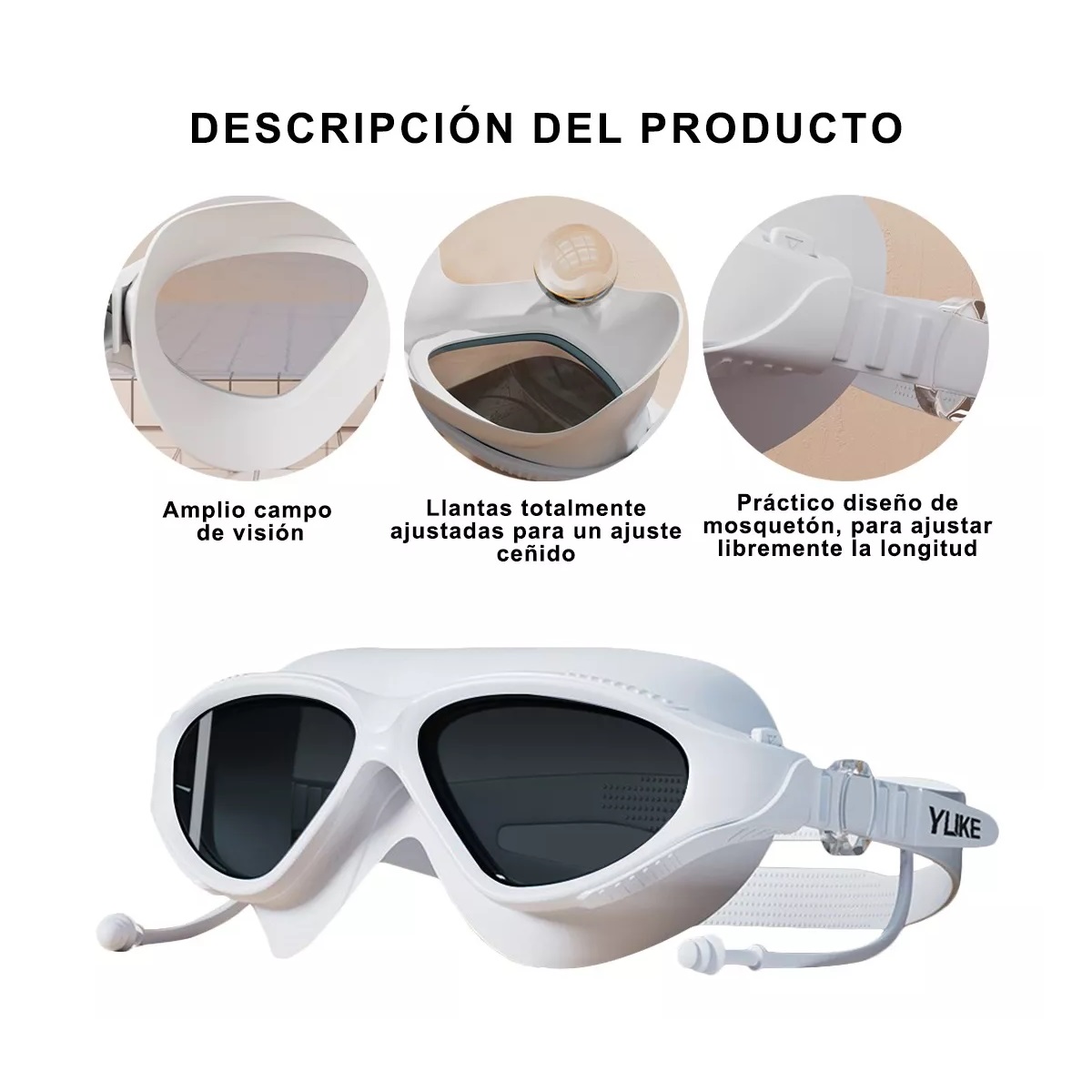 Kit Goggles Natacion 8Piezas Blanco 