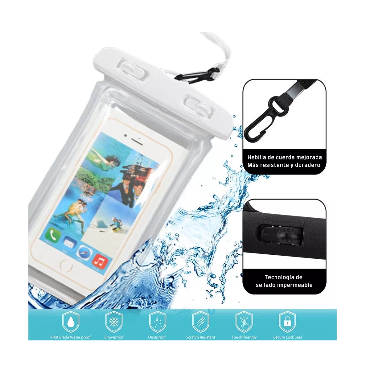 Kit Goggles Natacion 8Piezas Blanco y  Azul