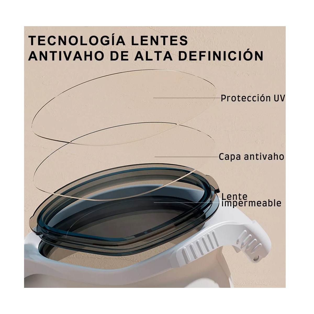 Kit Goggles Natacion 8Piezas Blanco y  Azul