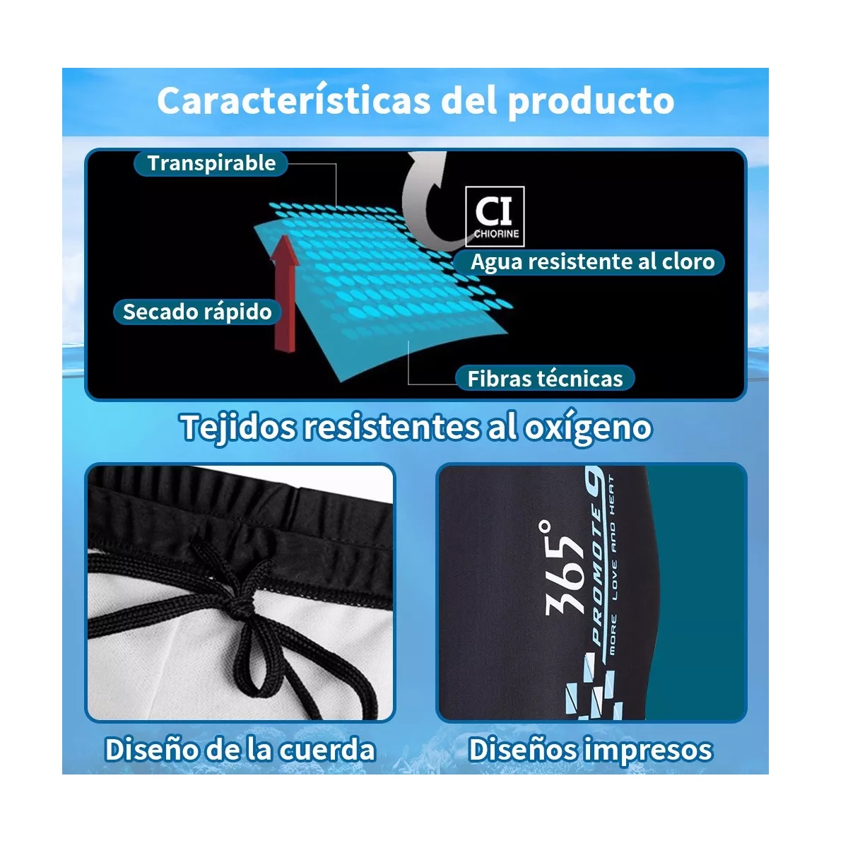 5en1 Kit Natación Hombre Portátil Transpirable Secado Rápido Azul Talla XL