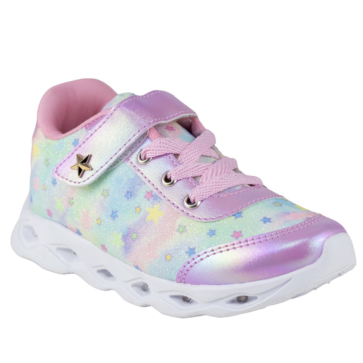 Tenis Rosa Niñas Con Luces Kids Shoes 202 Estrella Urbanos