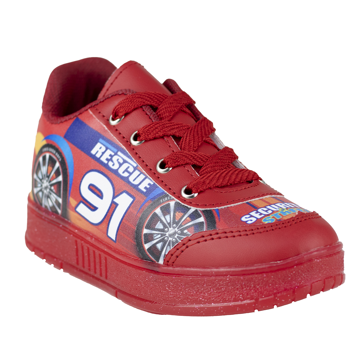 Tenis Rojo Con Luces Para Niño Diseño De Carrito Kids Shoes 205 Sintetic