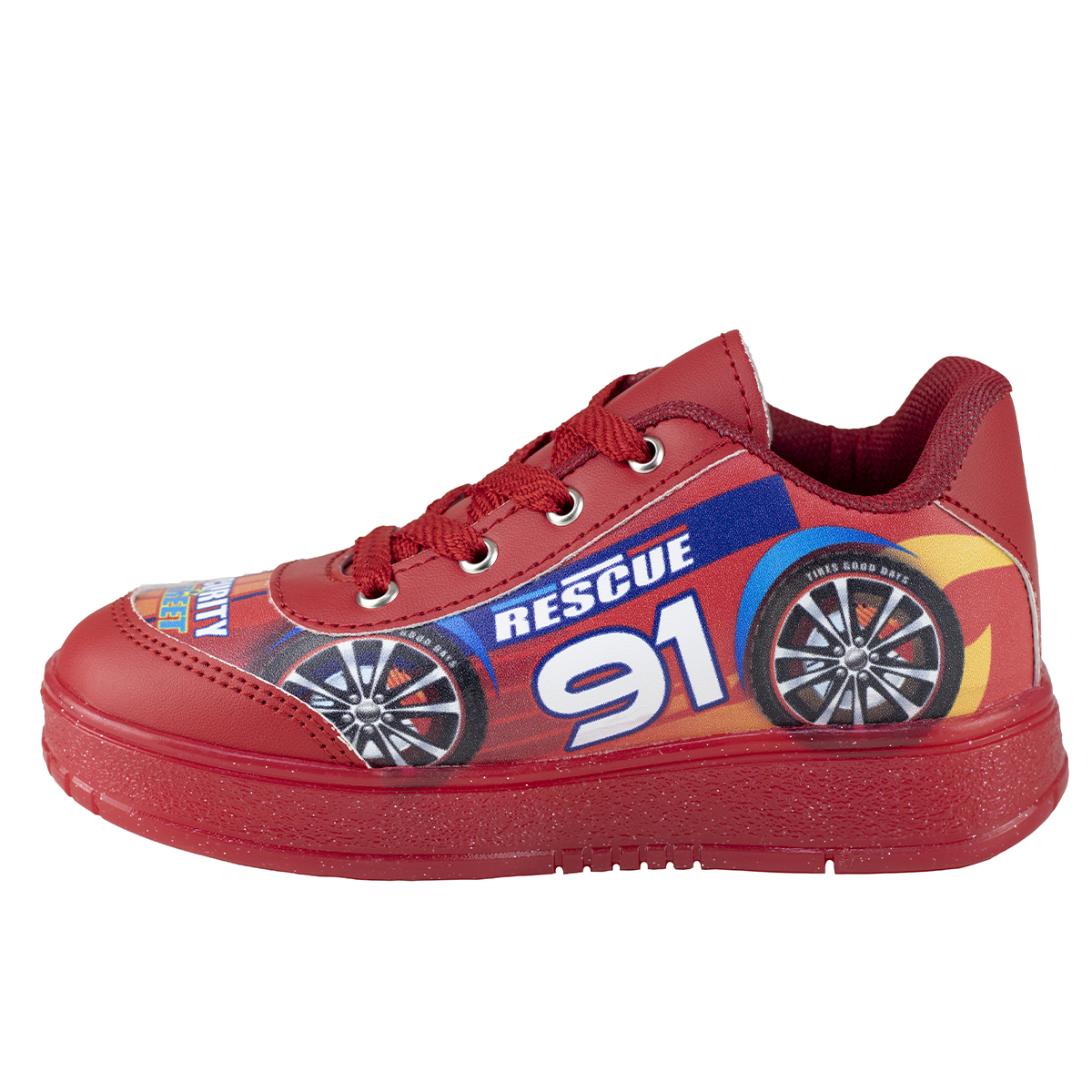 Tenis Rojo Con Luces Para Niño Diseño De Carrito Kids Shoes 205 Sintetic