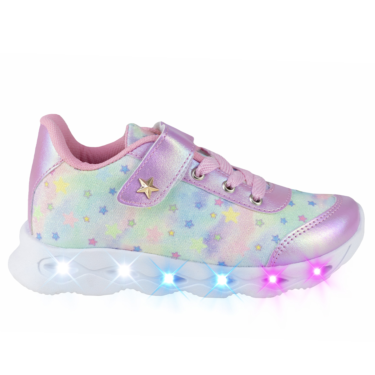 Tenis Rosa Niñas Con Luces Kids Shoes 202 Estrella Urbanos