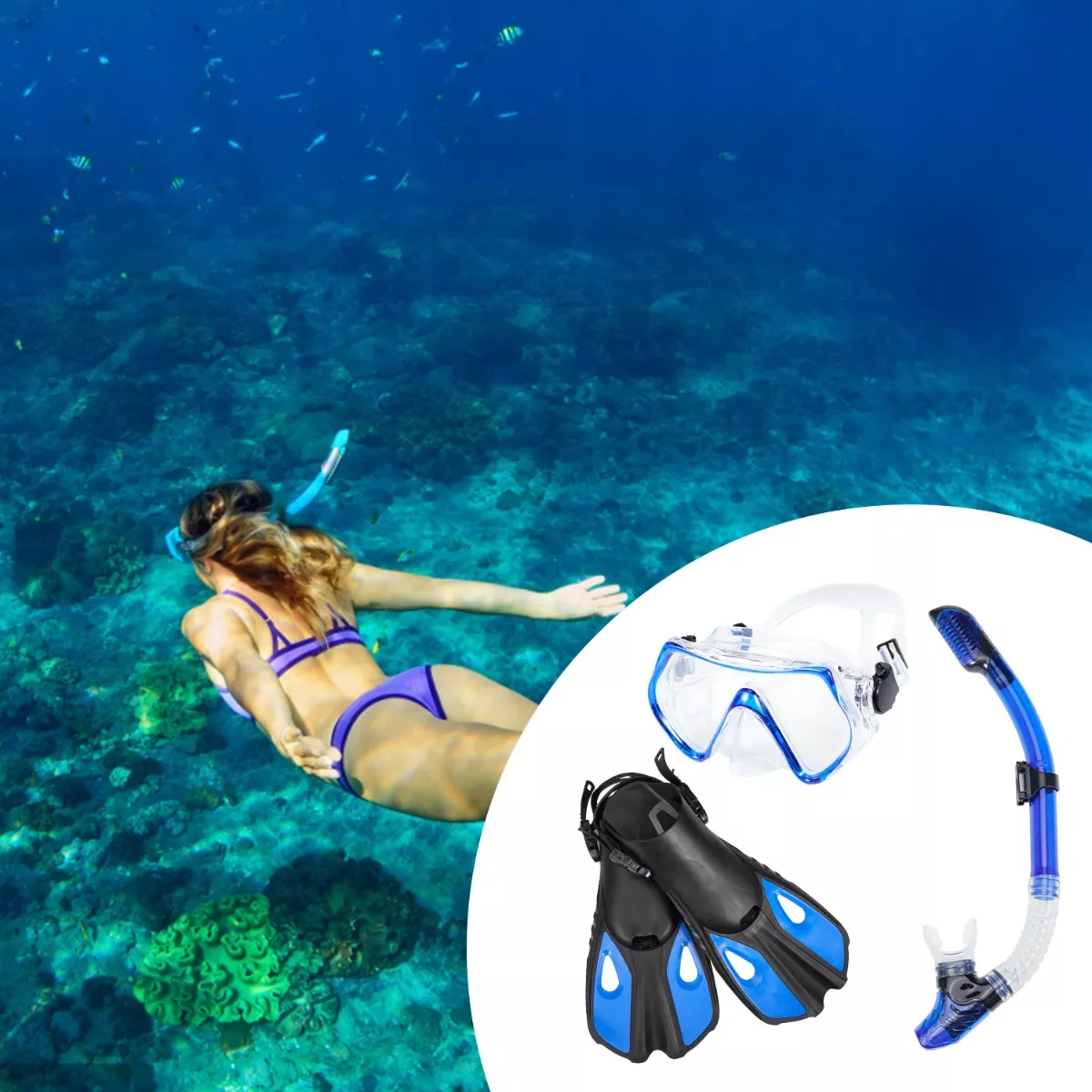 Equipo De Buceo 3 Piezas,natación Visor,snorkel,aletas