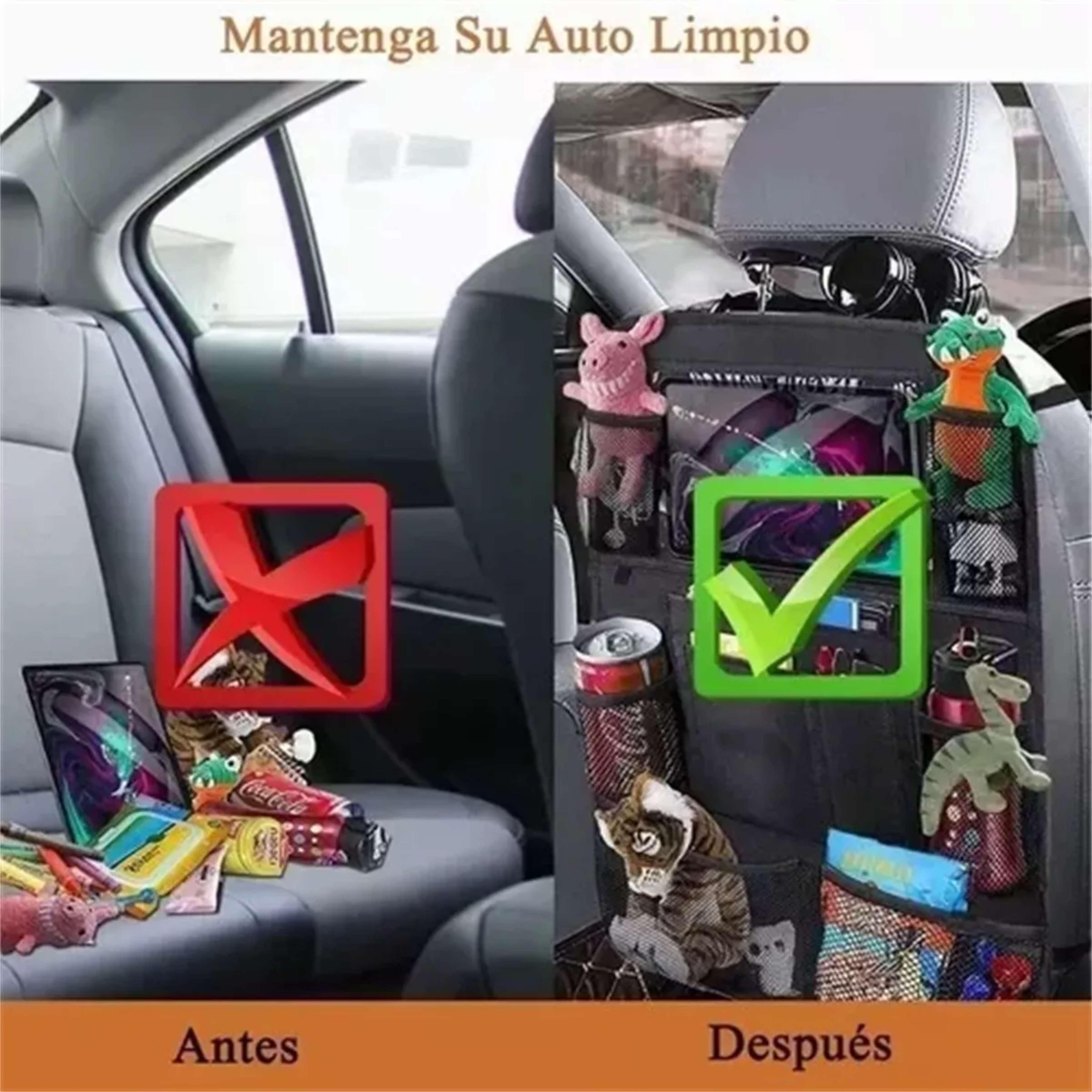 Organizador Para Asiento Trasero Para Auto Universal 2pcs