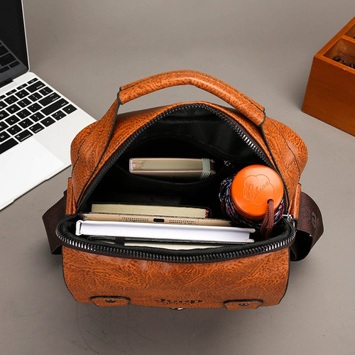 Bolsa De Hombro De Cuero Pu Triple Para Hombres De Negocios