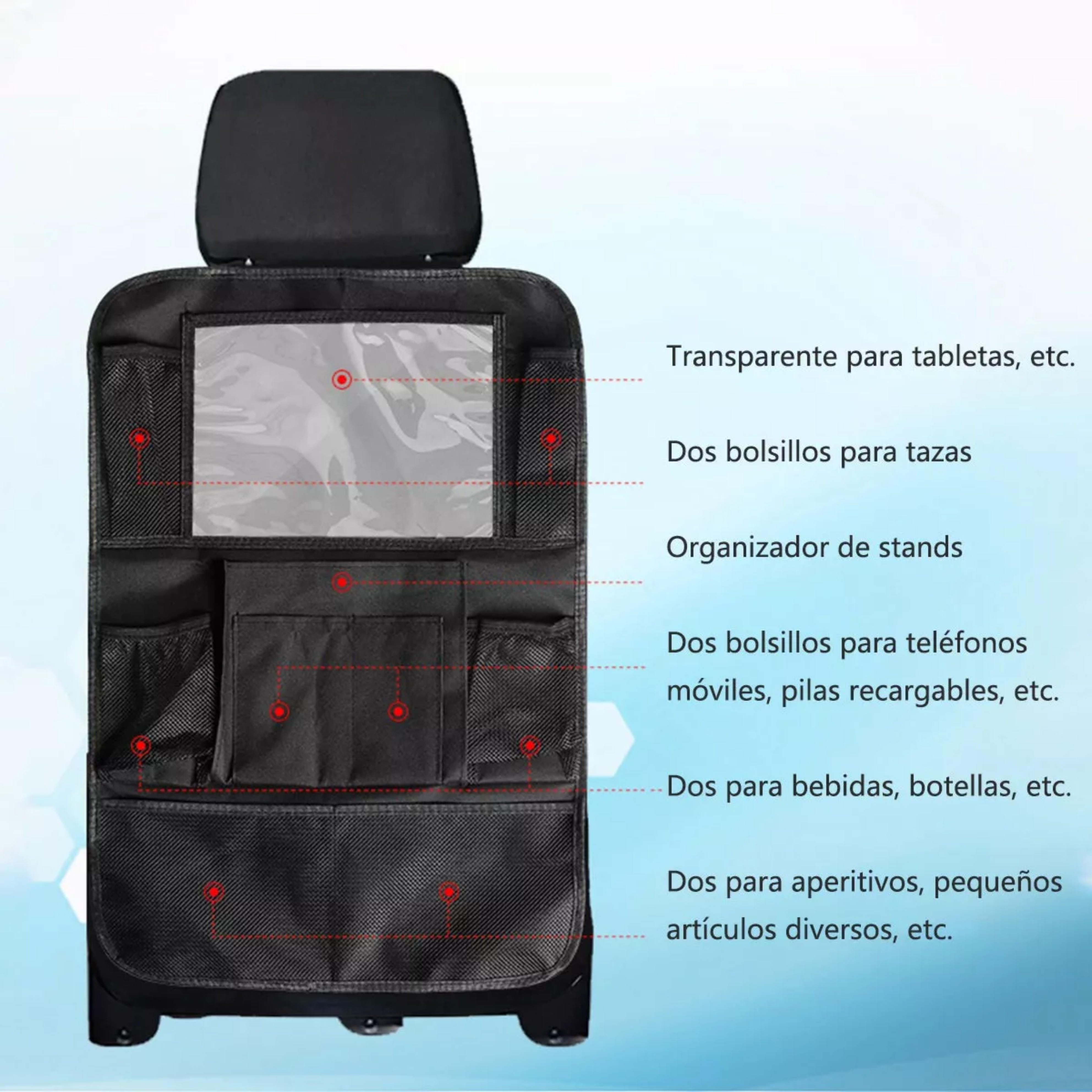 Organizador Para Asiento Trasero Para Auto Universal 2pcs