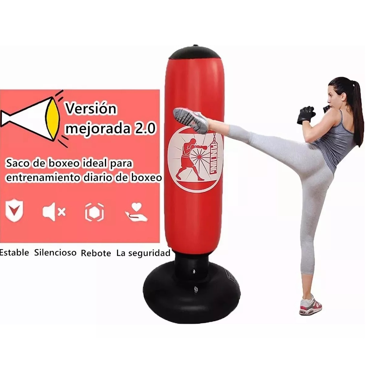 Saco Bolsa Boxeo 1.2m Premium Pu Saco De Boxeo Deportivo Rojo