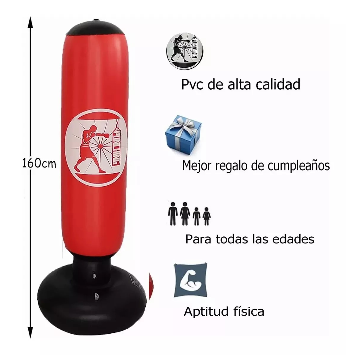 Saco Bolsa Boxeo 1.2m Premium Pu Saco De Boxeo Deportivo Rojo