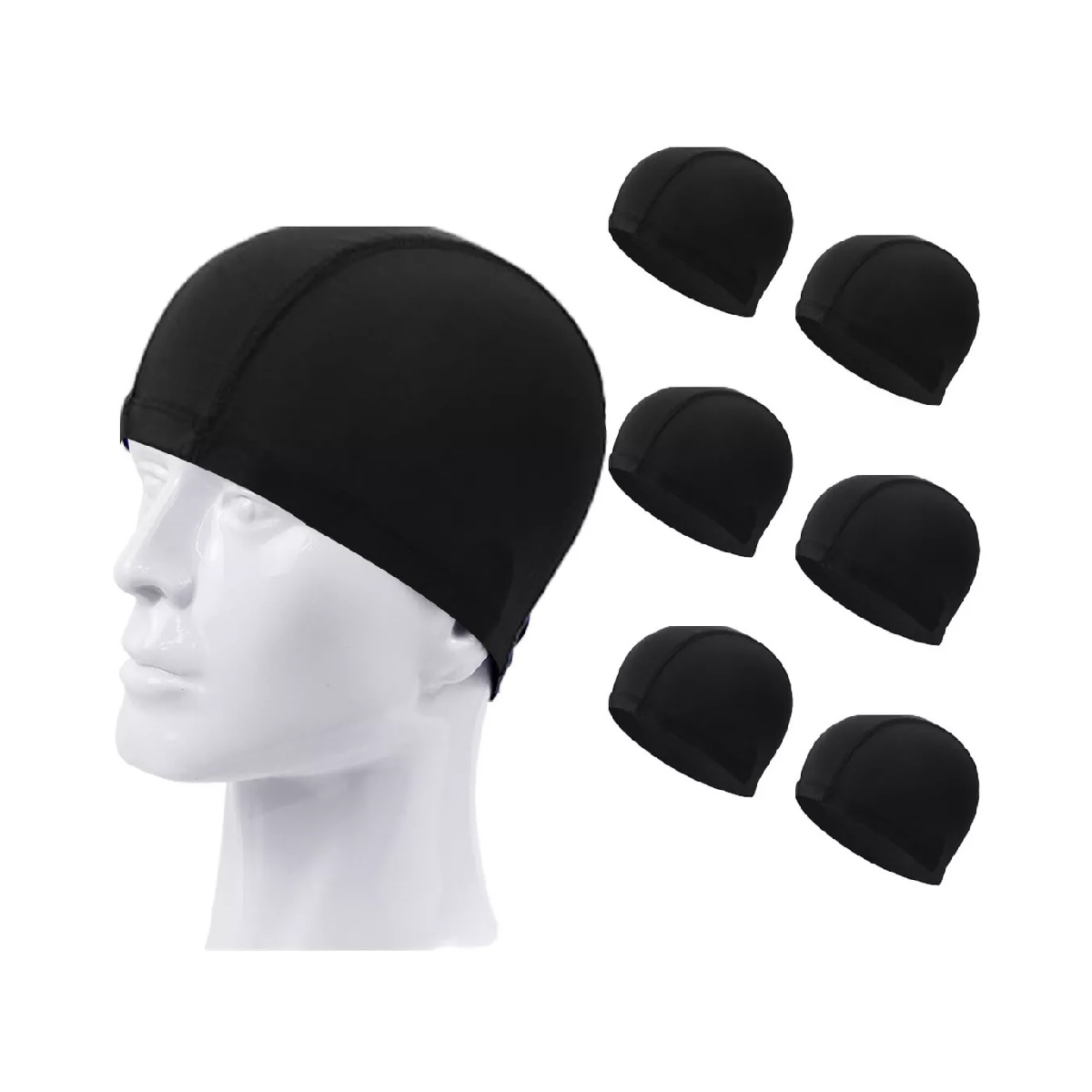 6pzs Gorra Para Natación De Unisex ,adultos Y Niños Color Negro