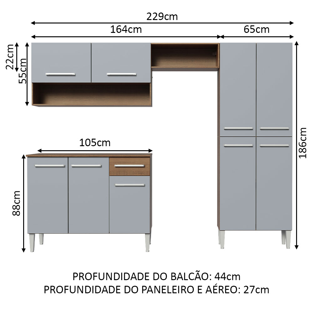 Cocina Integral Completa Modular Madesa Emilly Pop 229cm MG
