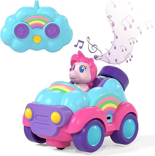 Lehoo Castle Carro Control Remoto, RC Car Unicornio, Coche de Control Remoto, Coche de Juguete con Música y Sonido de Juguete, Juguetes de Coche para 3 4 5 años