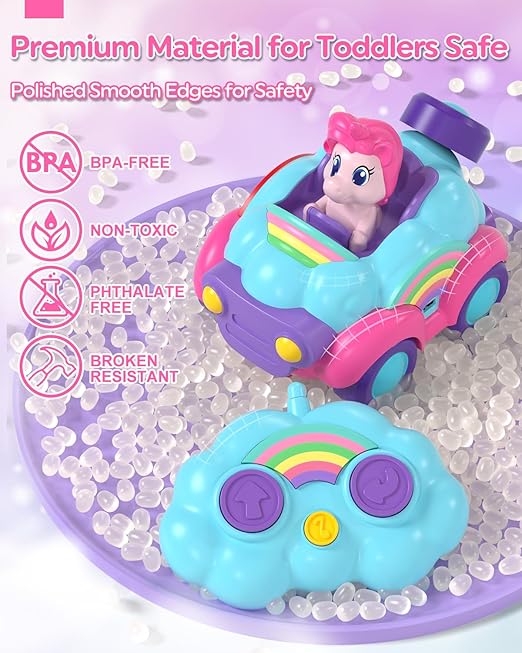 Lehoo Castle Carro Control Remoto, RC Car Unicornio, Coche de Control Remoto, Coche de Juguete con Música y Sonido de Juguete, Juguetes de Coche para 3 4 5 años